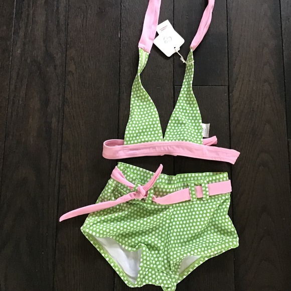NWT CAROLINA ZAPF SWIMWEAR POLKA DOT BIKINI. 2T - Picture 1 of 6